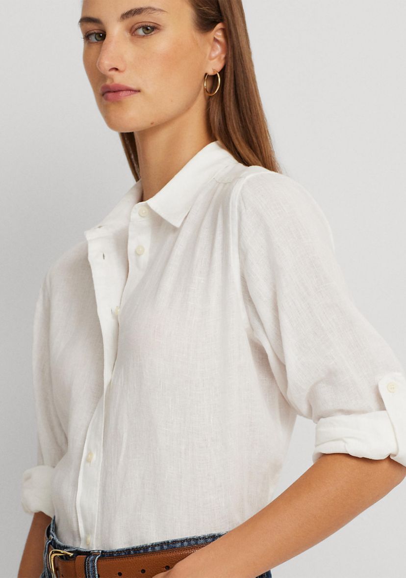 Roll Tab Sleeve Linen Shirt