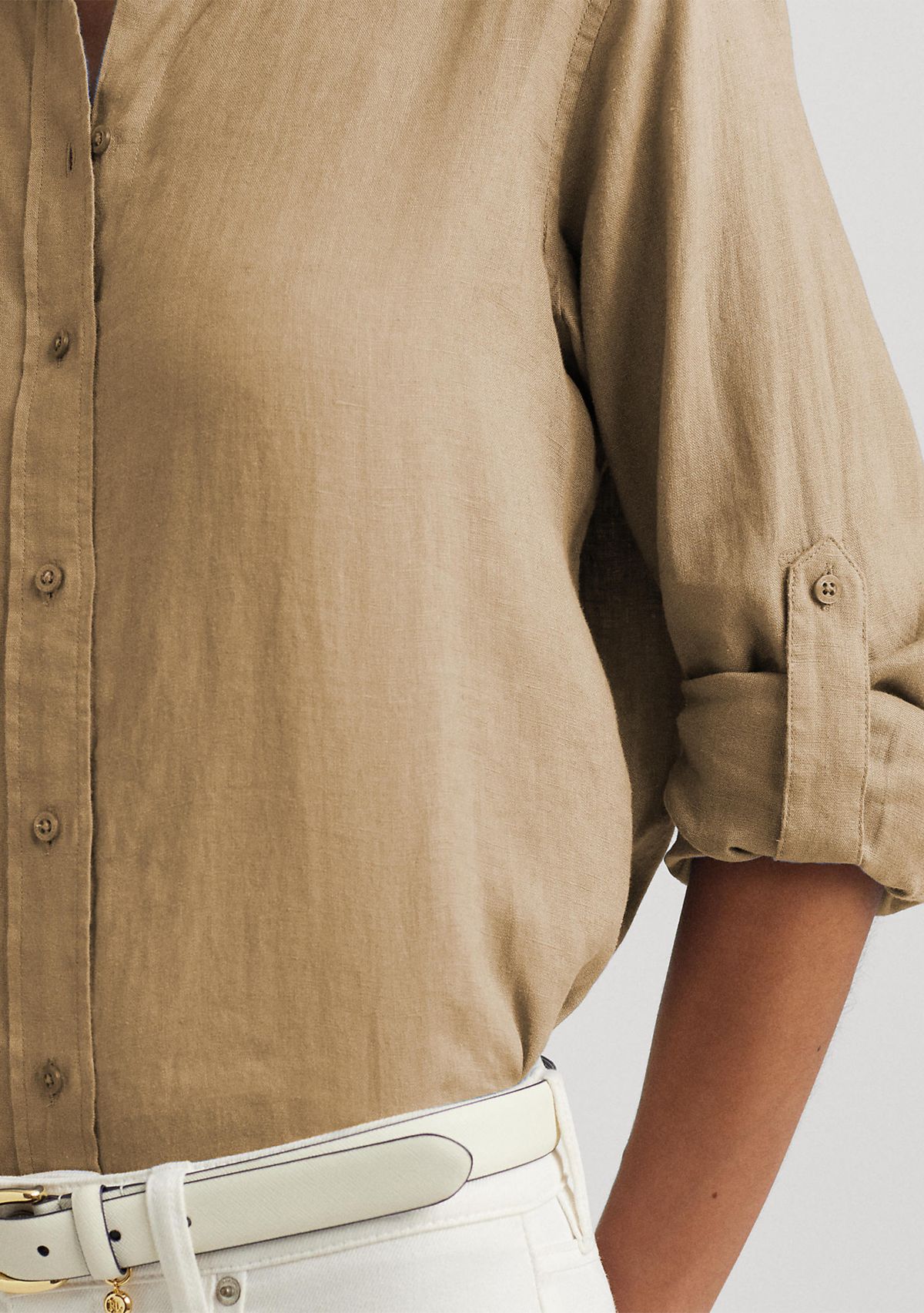 Roll Tab Sleeve Linen Shirt