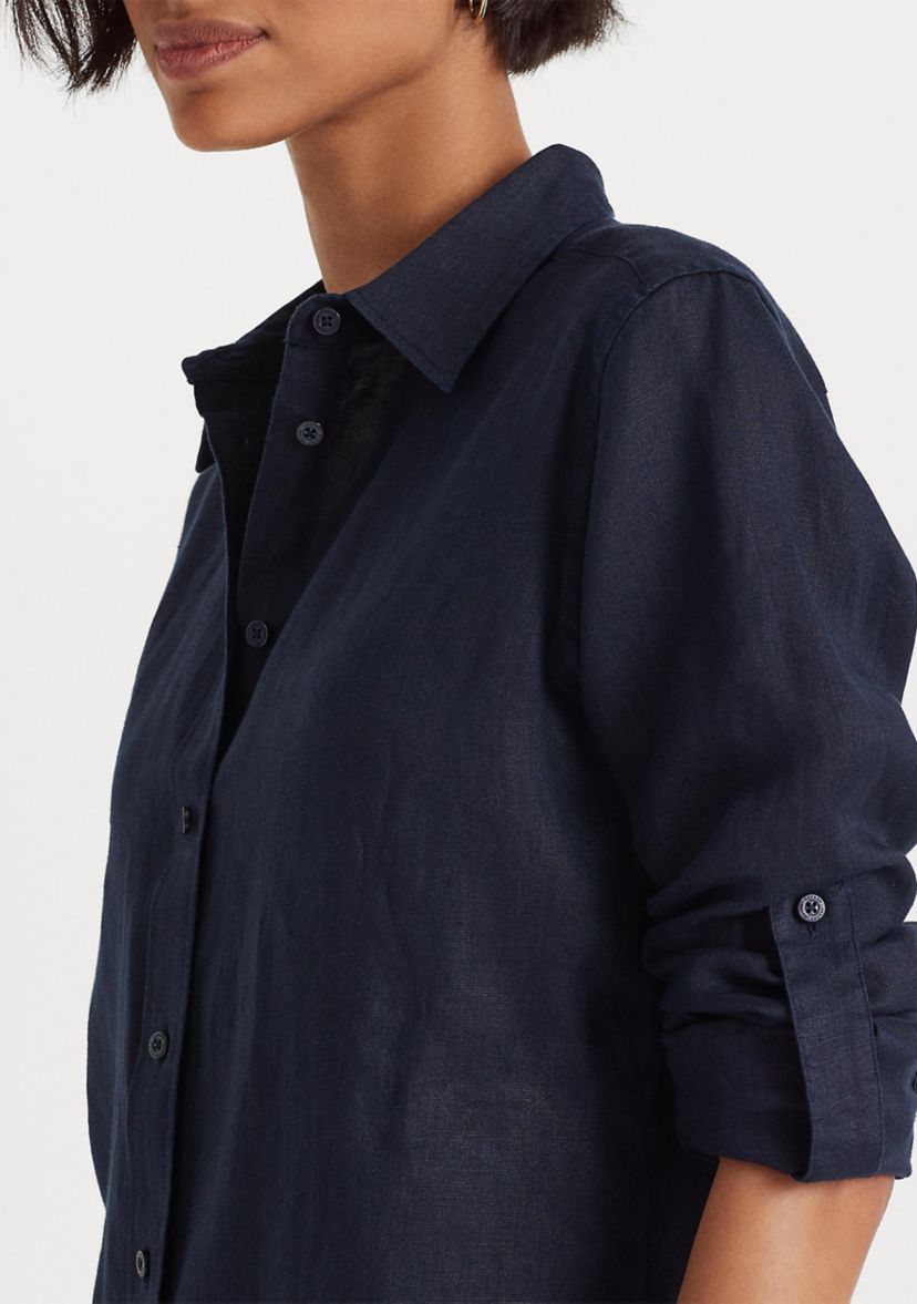 Roll Tab Sleeve Linen Shirt