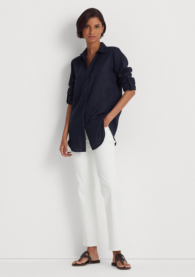 Roll Tab Sleeve Linen Shirt