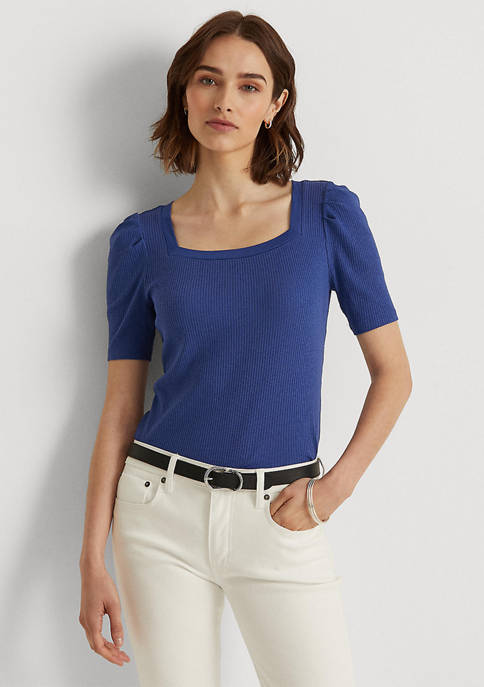 Lauren Ralph Lauren Cotton Blend Elbow Sleeve T-Shirt