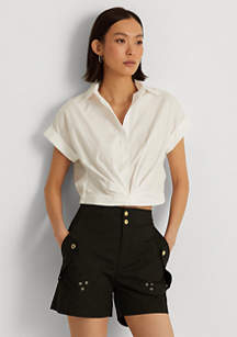 Lauren Ralph Lauren Twist-Front Cotton Broadcloth Shirt