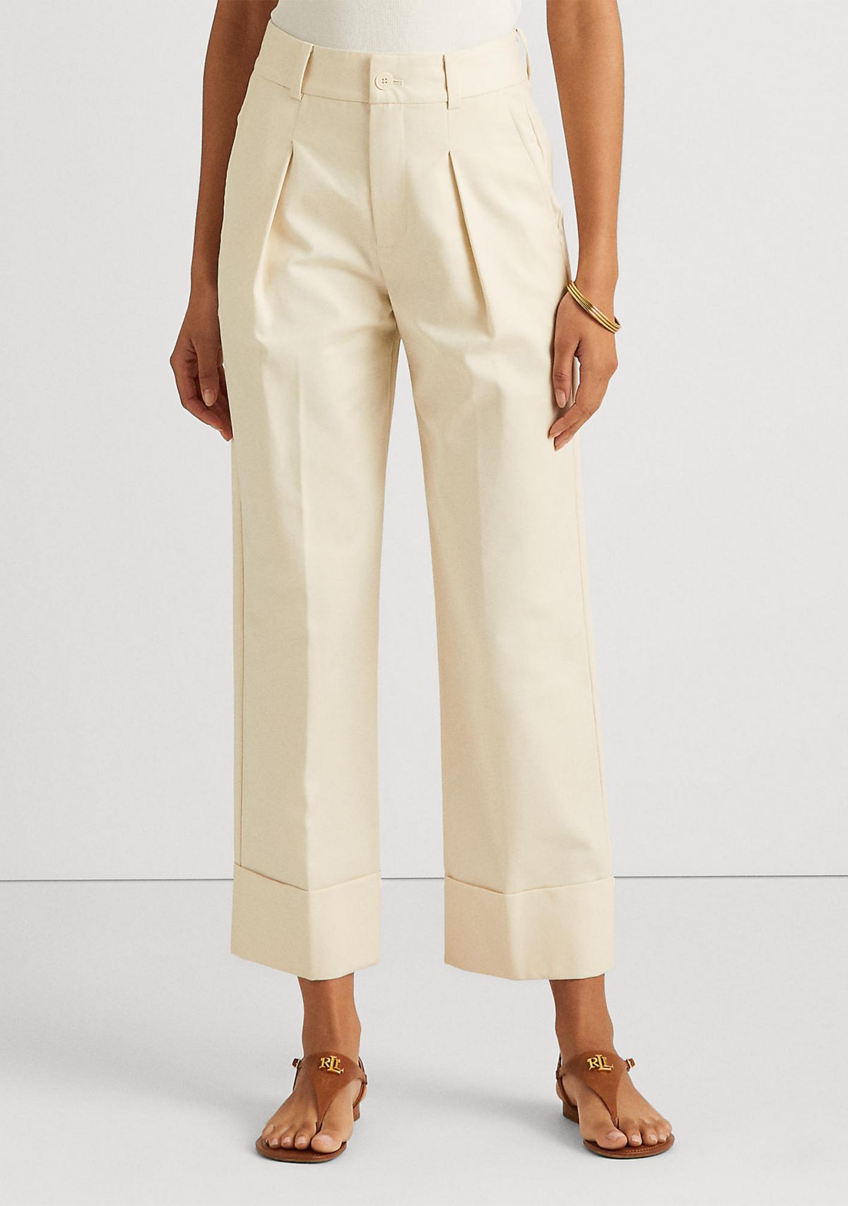 Double-Faced Stretch Cotton Ankle Pants 