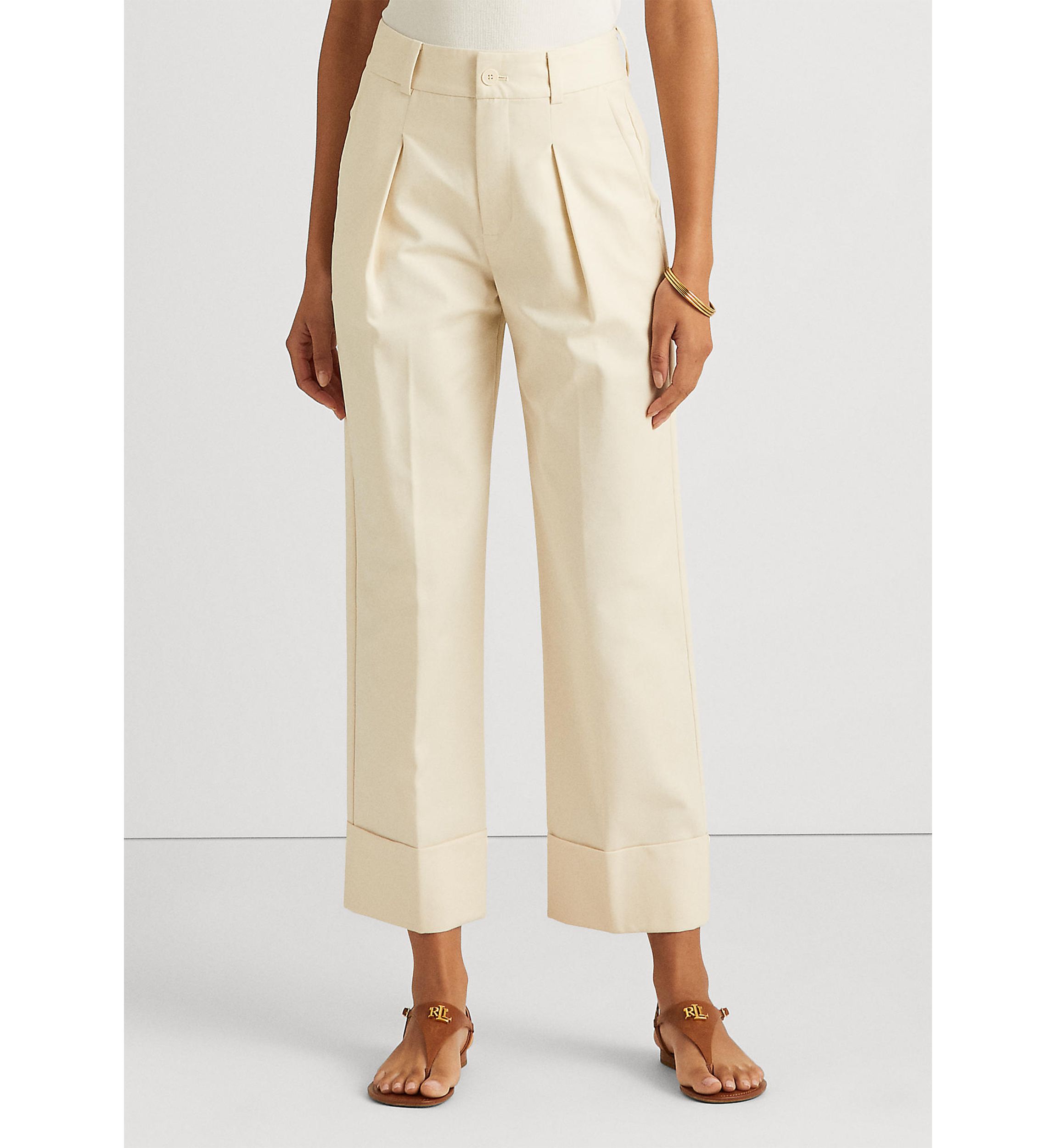 Double-Faced Stretch Cotton Ankle Pants 