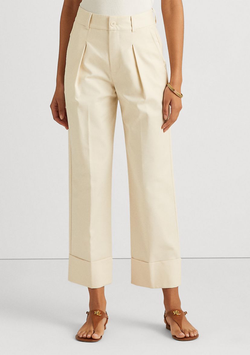 Double-Faced Stretch Cotton Ankle Pants 