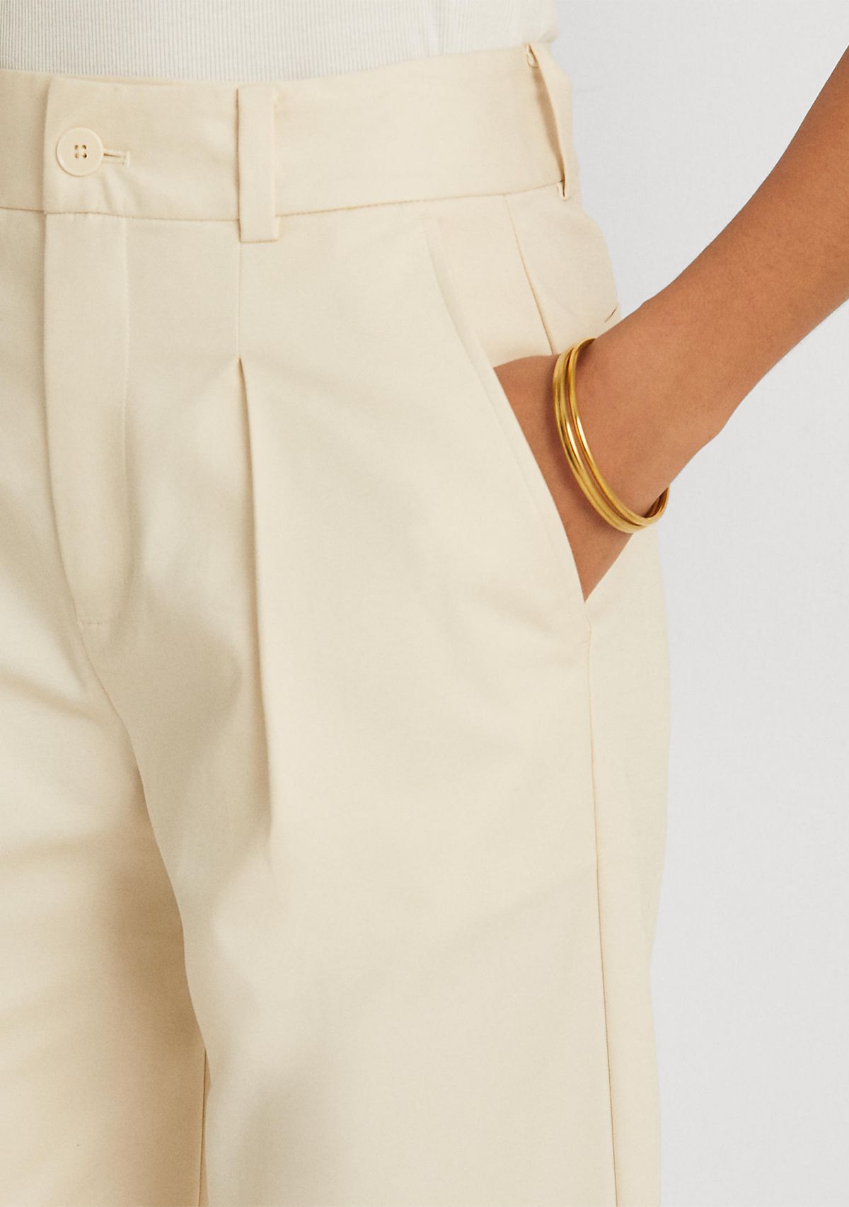 Double-Faced Stretch Cotton Ankle Pants 