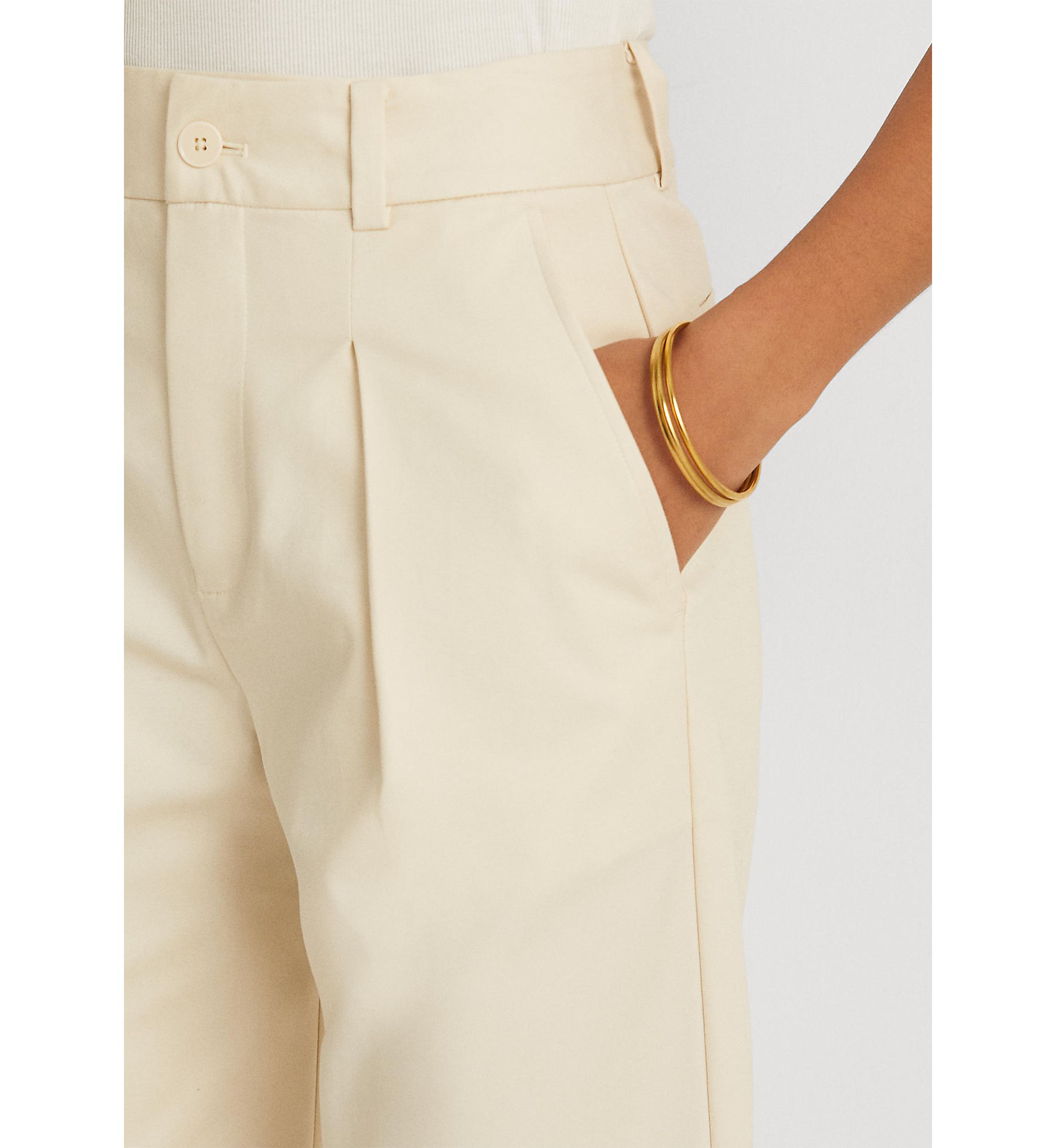 Double-Faced Stretch Cotton Ankle Pants 