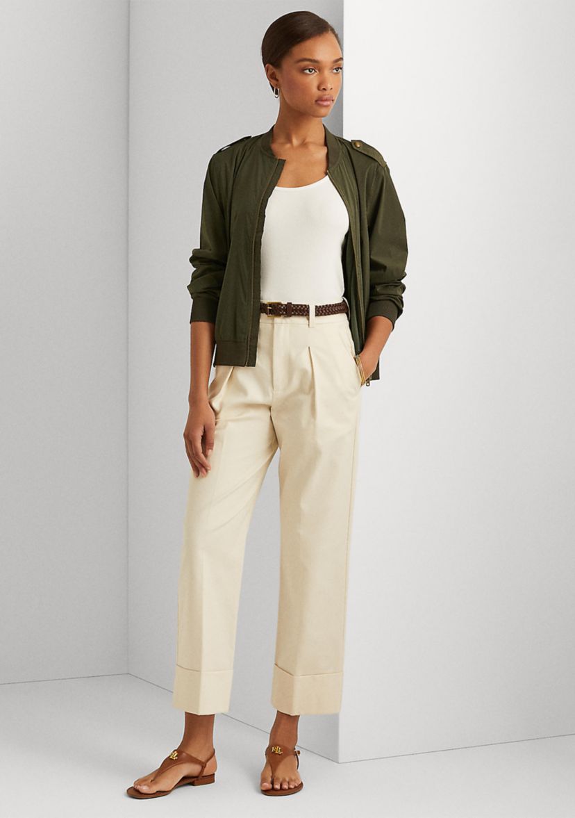 Double-Faced Stretch Cotton Ankle Pants 