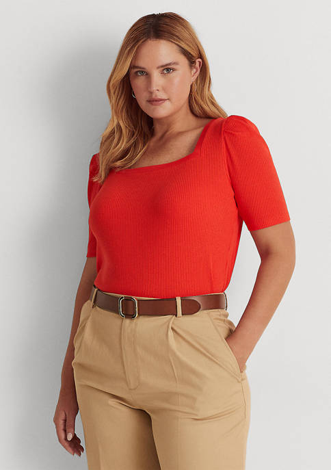Lauren Ralph Lauren Plus Size Cotton-Blend Elbow Sleeve