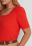 Plus Size Cotton-Blend Elbow Sleeve T-Shirt