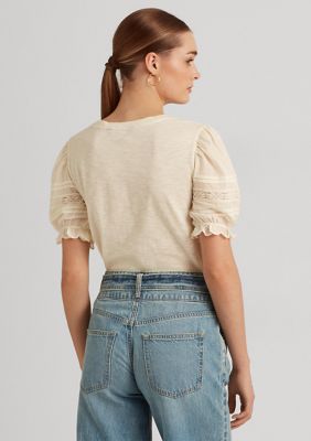 Lauren Ralph Lauren Eyelet Slub Jersey Short-Sleeve T-Shirt | belk