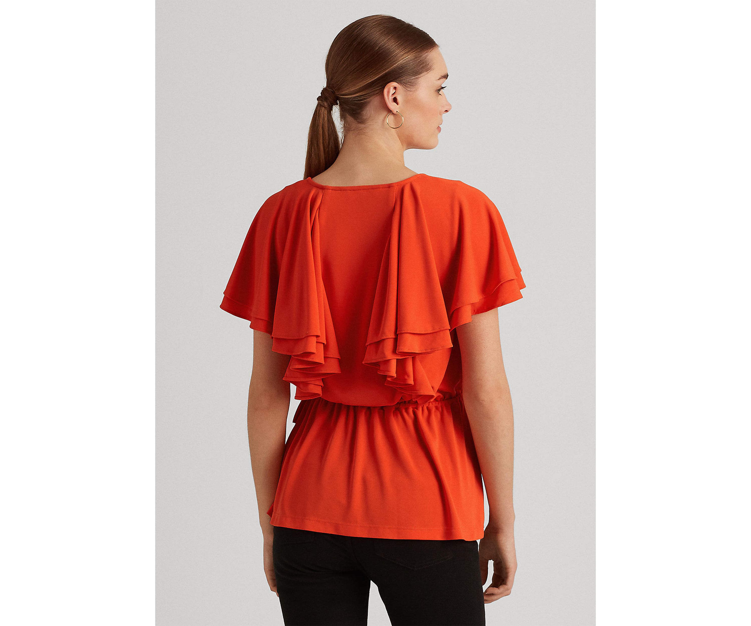 Ruffle-Trim Surplice Jersey Top