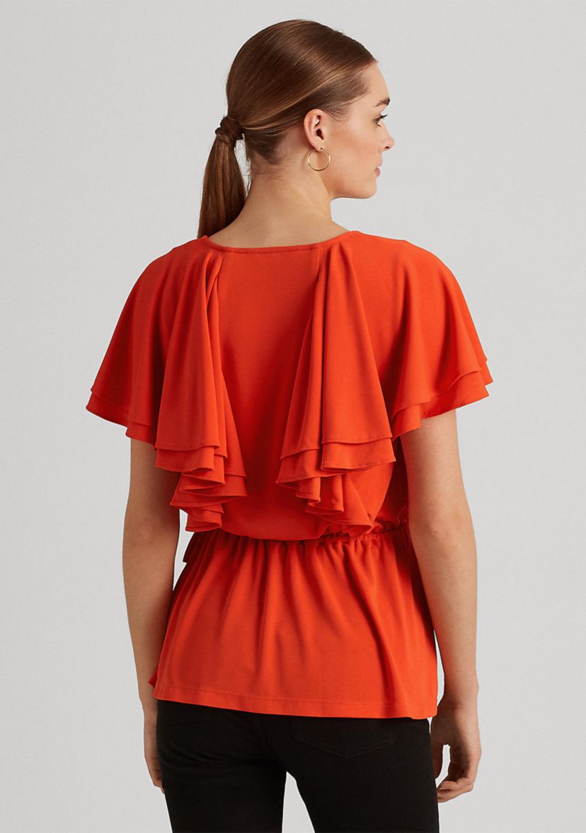 Ruffle-Trim Surplice Jersey Top