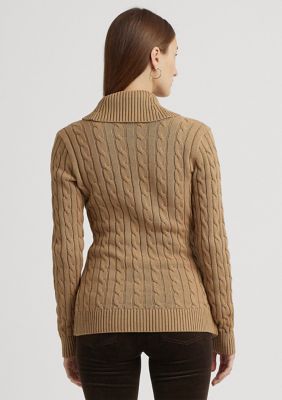 LAUREN RALPH LAUREN BULLION CABLE-KNIT COTTON SWEATER, | Burgundy Women‘s  Sweater | YOOX