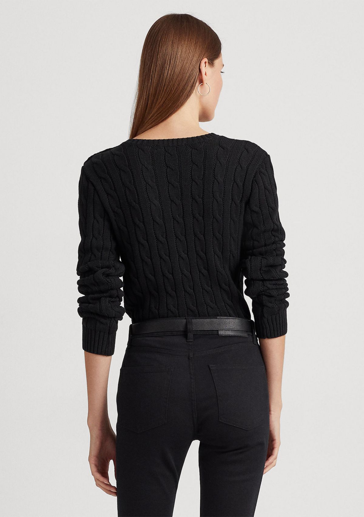 Button Trim Cable Knit Sweater