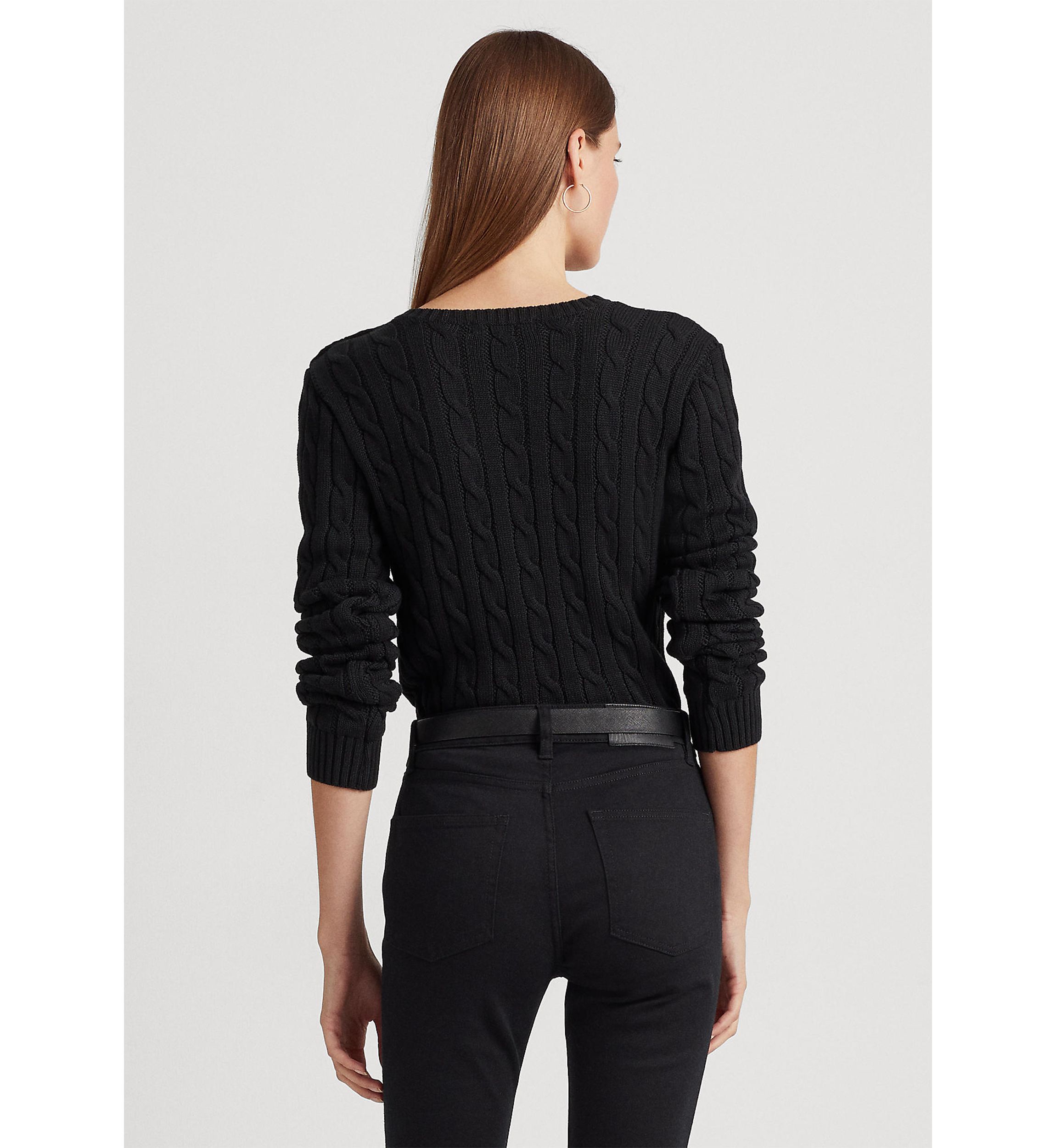 Button Trim Cable Knit Sweater