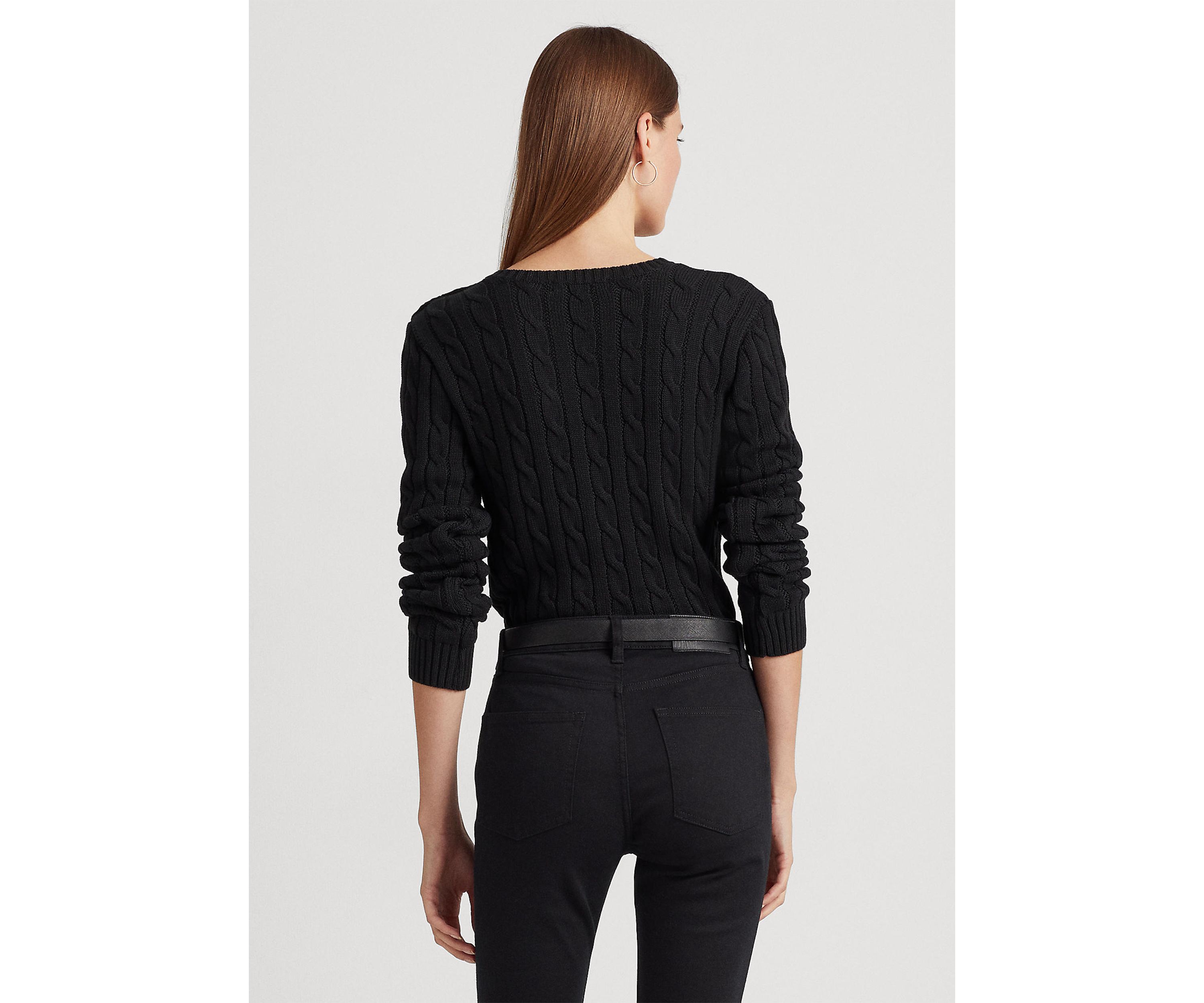 Button Trim Cable Knit Sweater