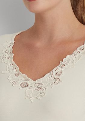 Lace-Trim Stretch Cotton Top