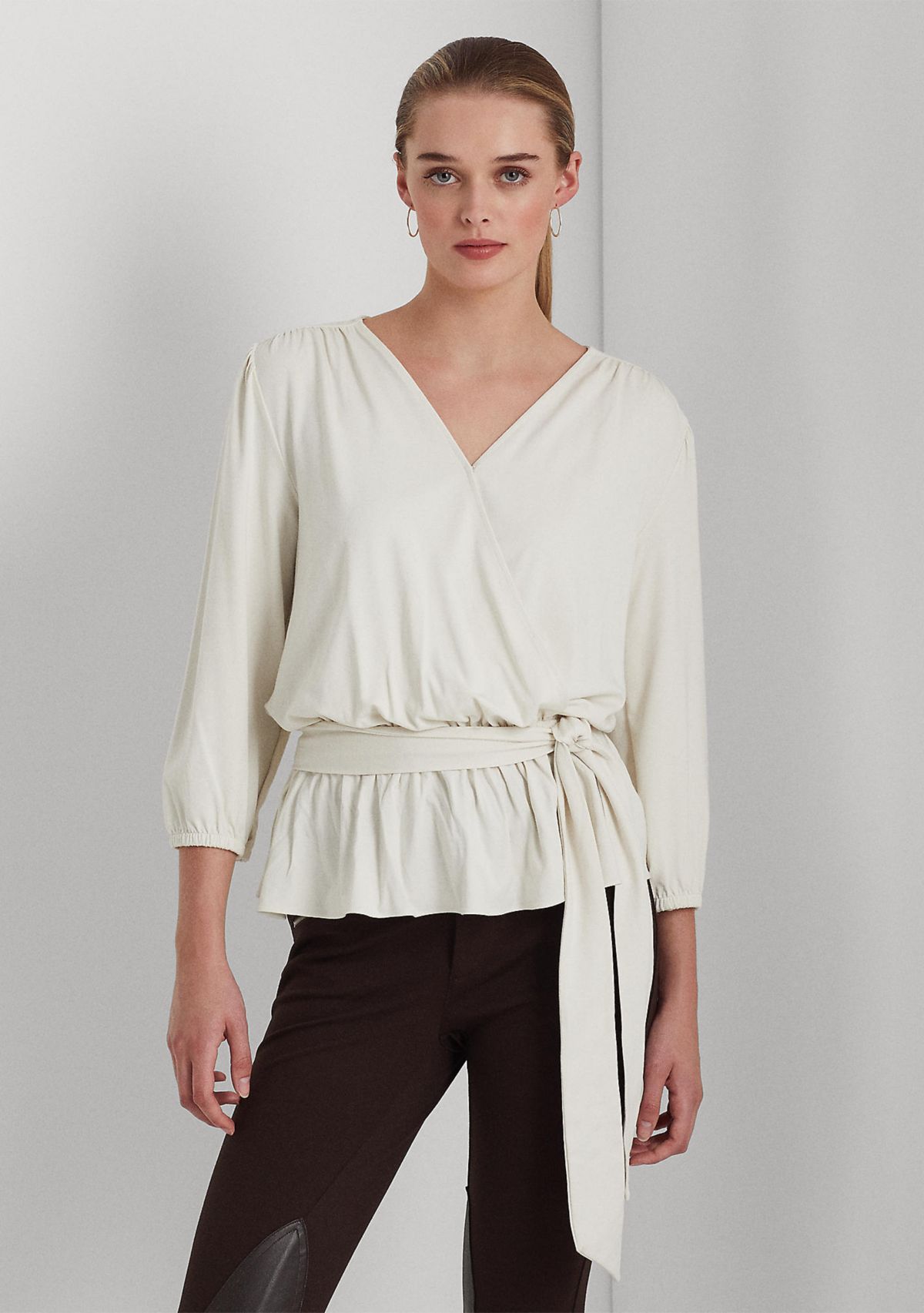 Womens Jersey Peplum Blouse