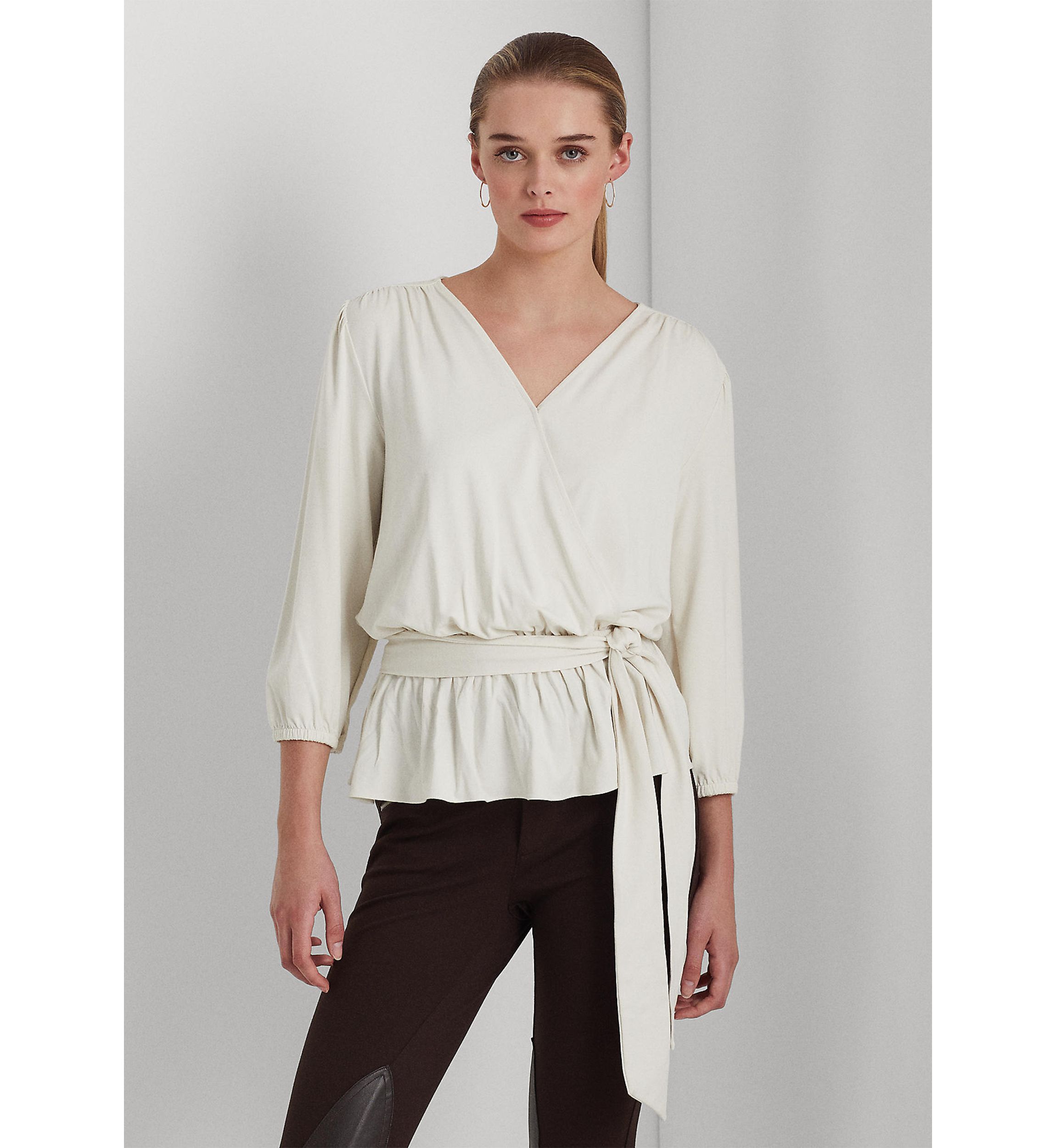 Womens Jersey Peplum Blouse
