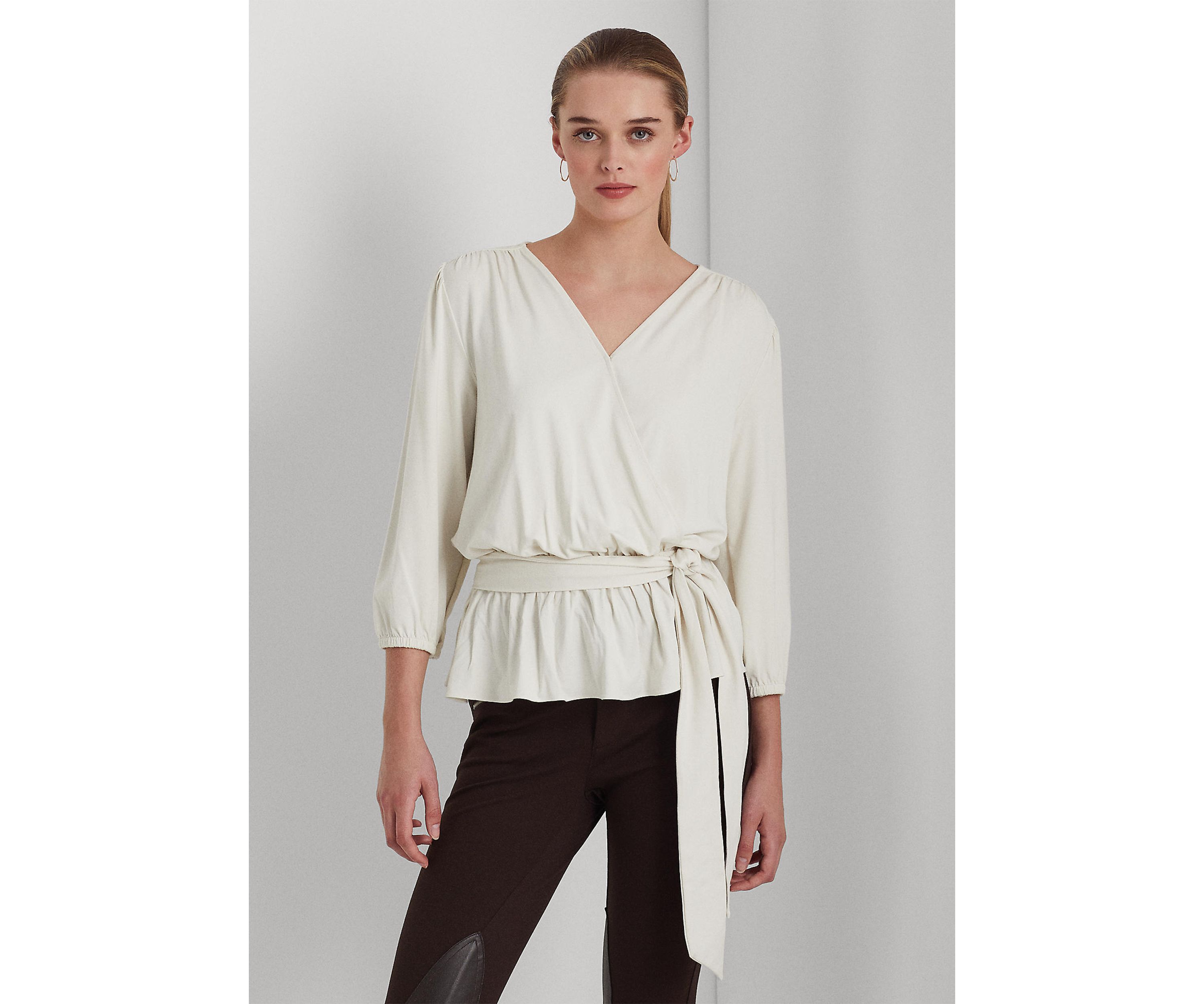 Womens Jersey Peplum Blouse