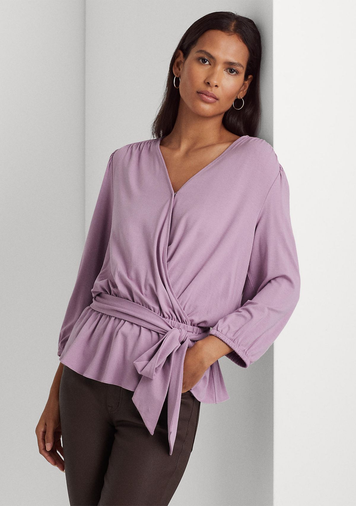 Womens Jersey Peplum Blouse