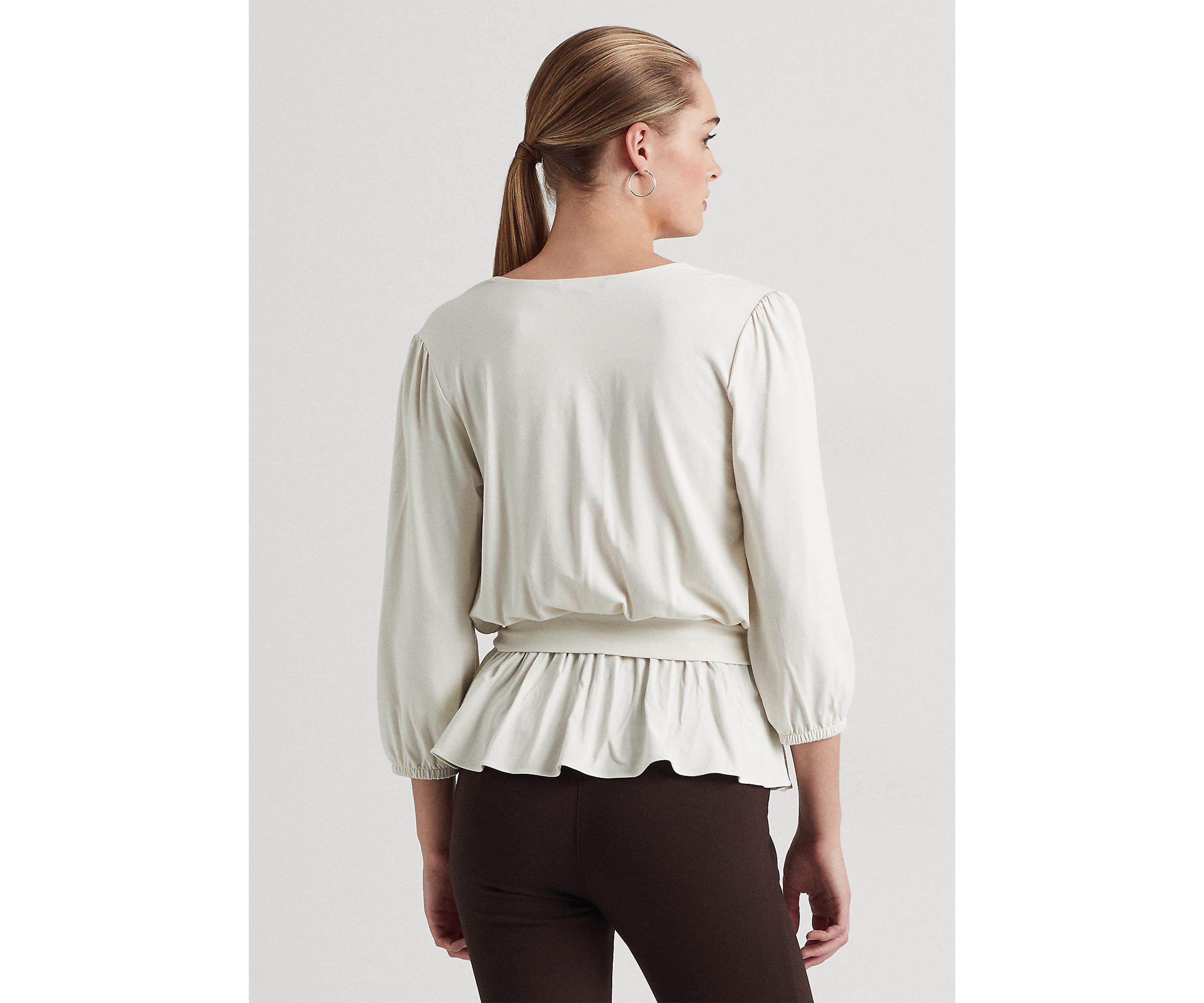 Womens Jersey Peplum Blouse