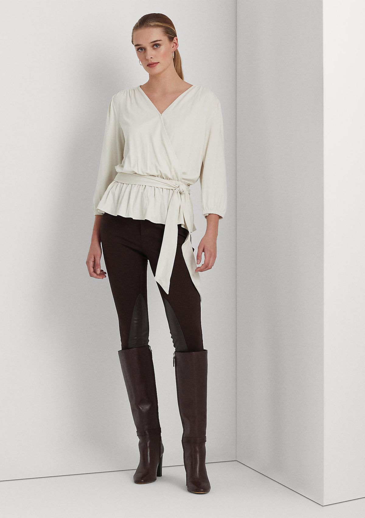 Womens Jersey Peplum Blouse