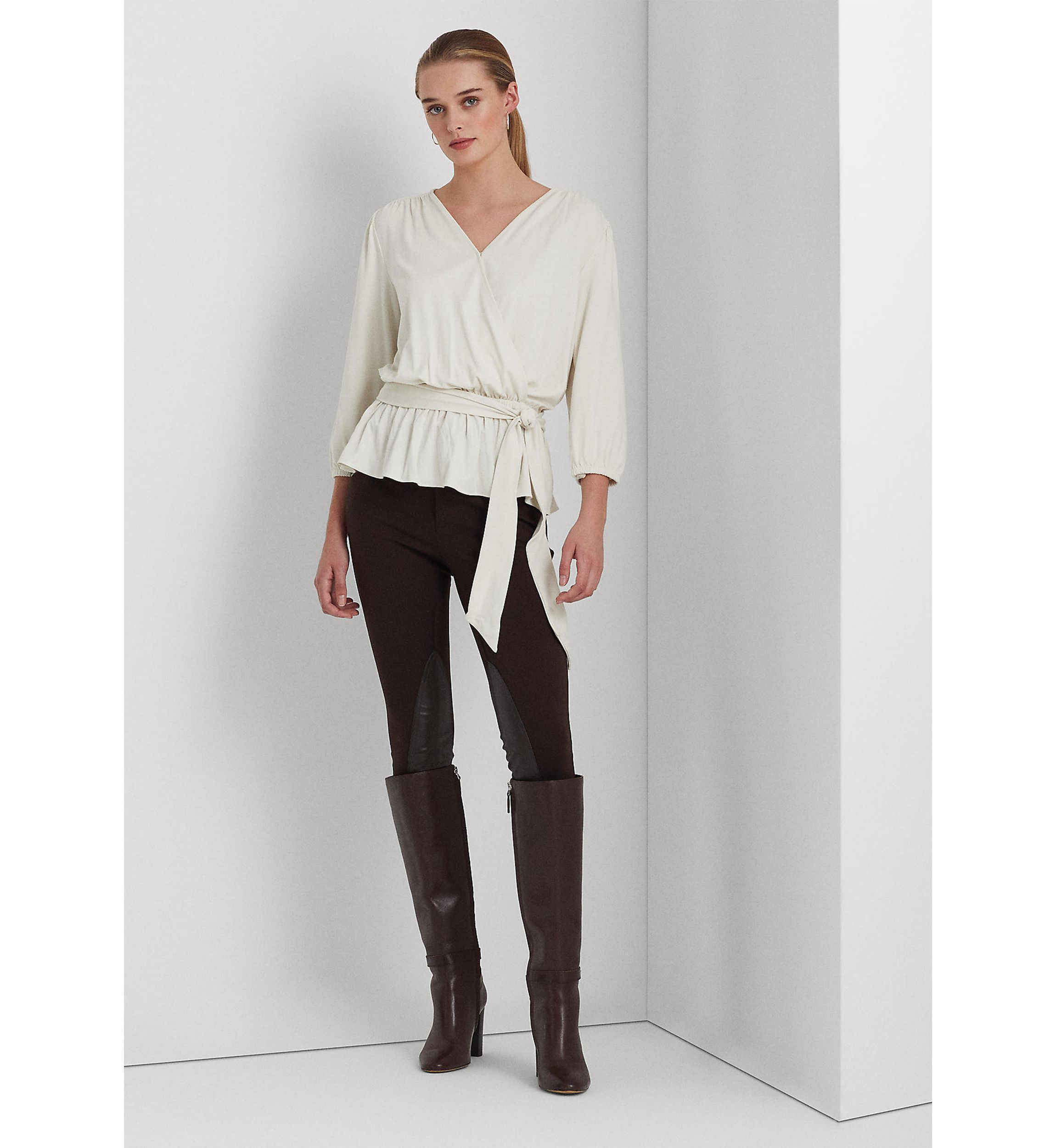 Womens Jersey Peplum Blouse