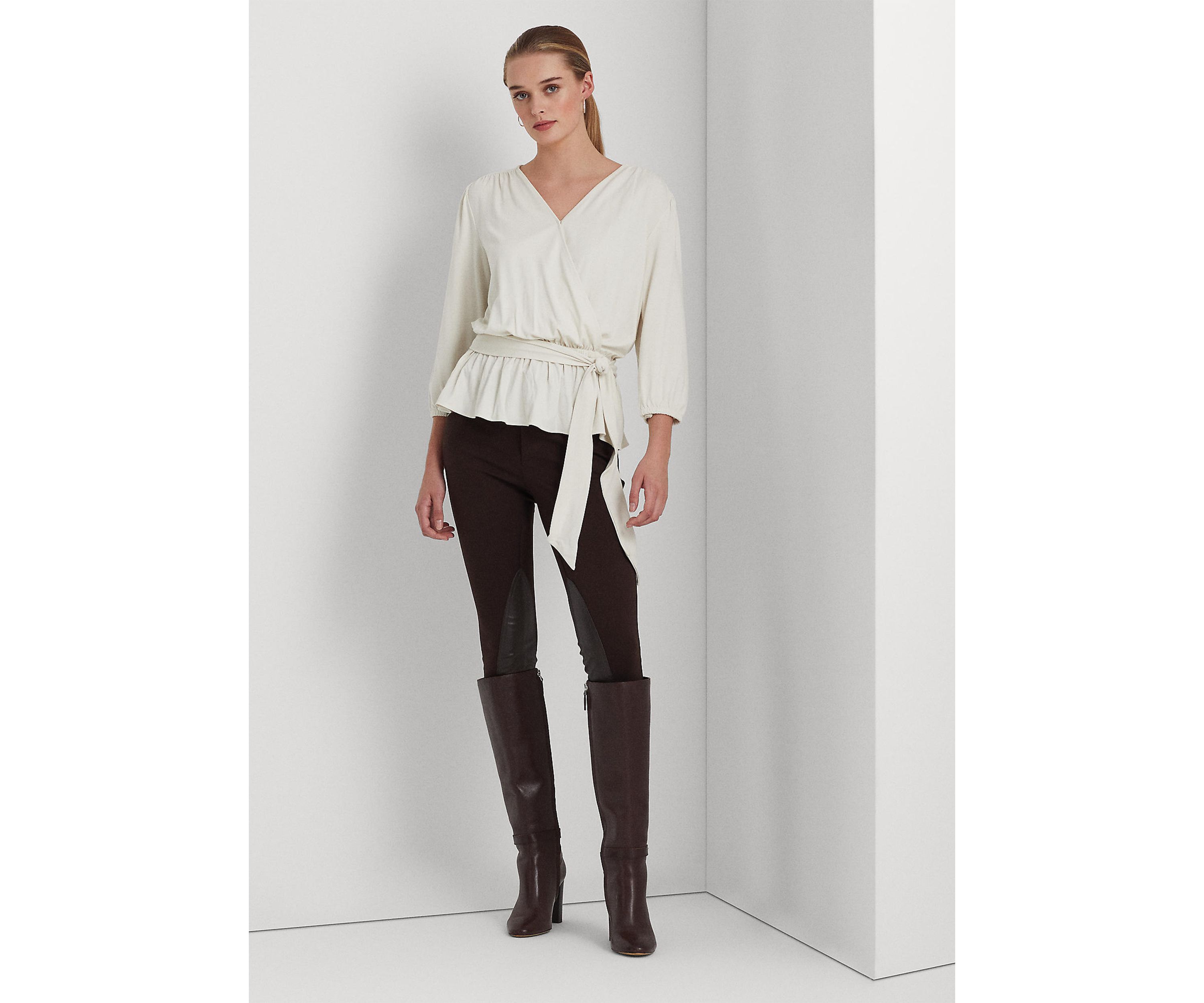 Womens Jersey Peplum Blouse