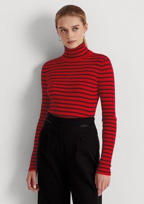 Lauren Ralph Lauren Striped Cotton Blend Turtleneck Sweater belk