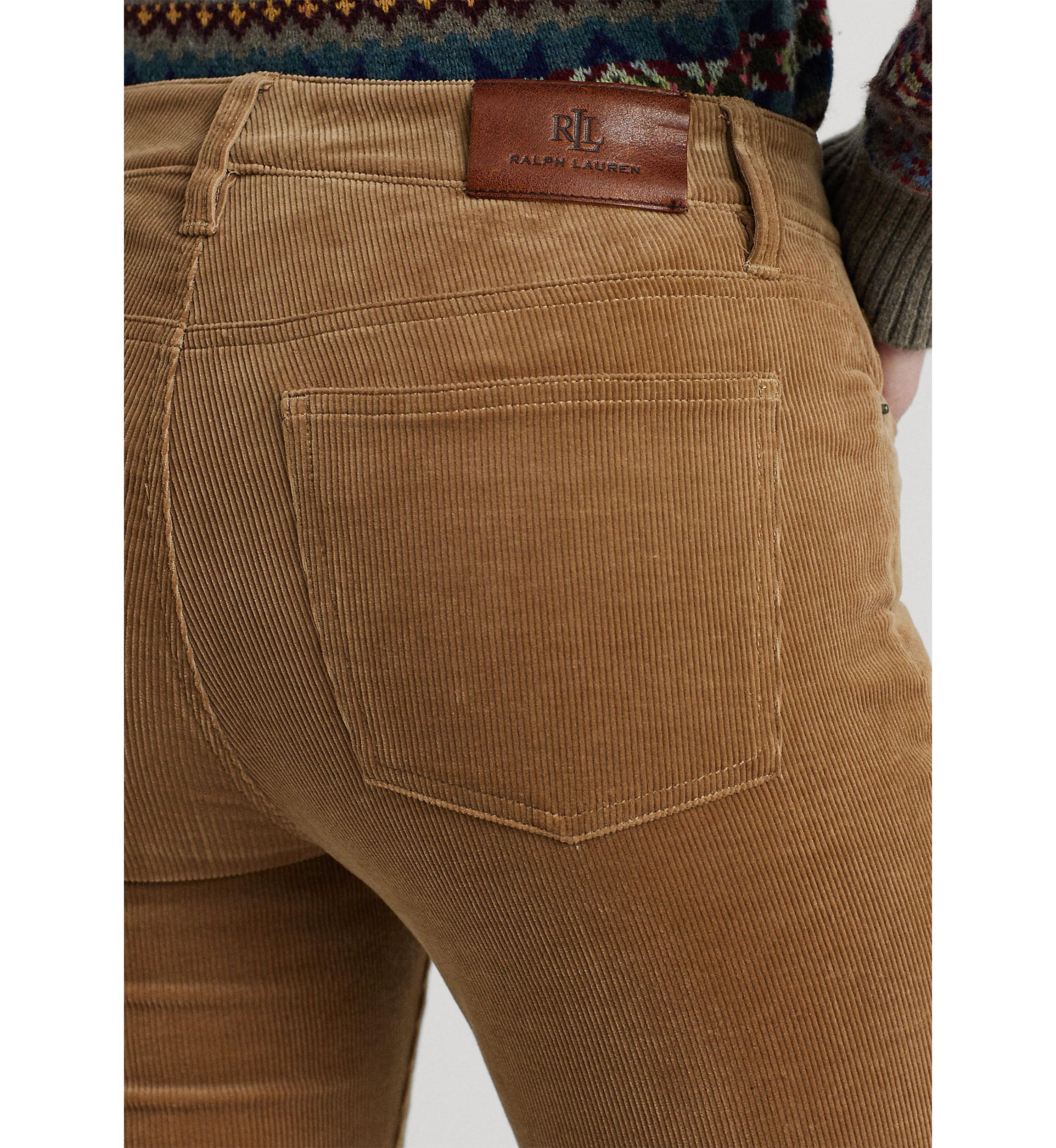 Stretch Corduroy Mid Rise Straight Pants