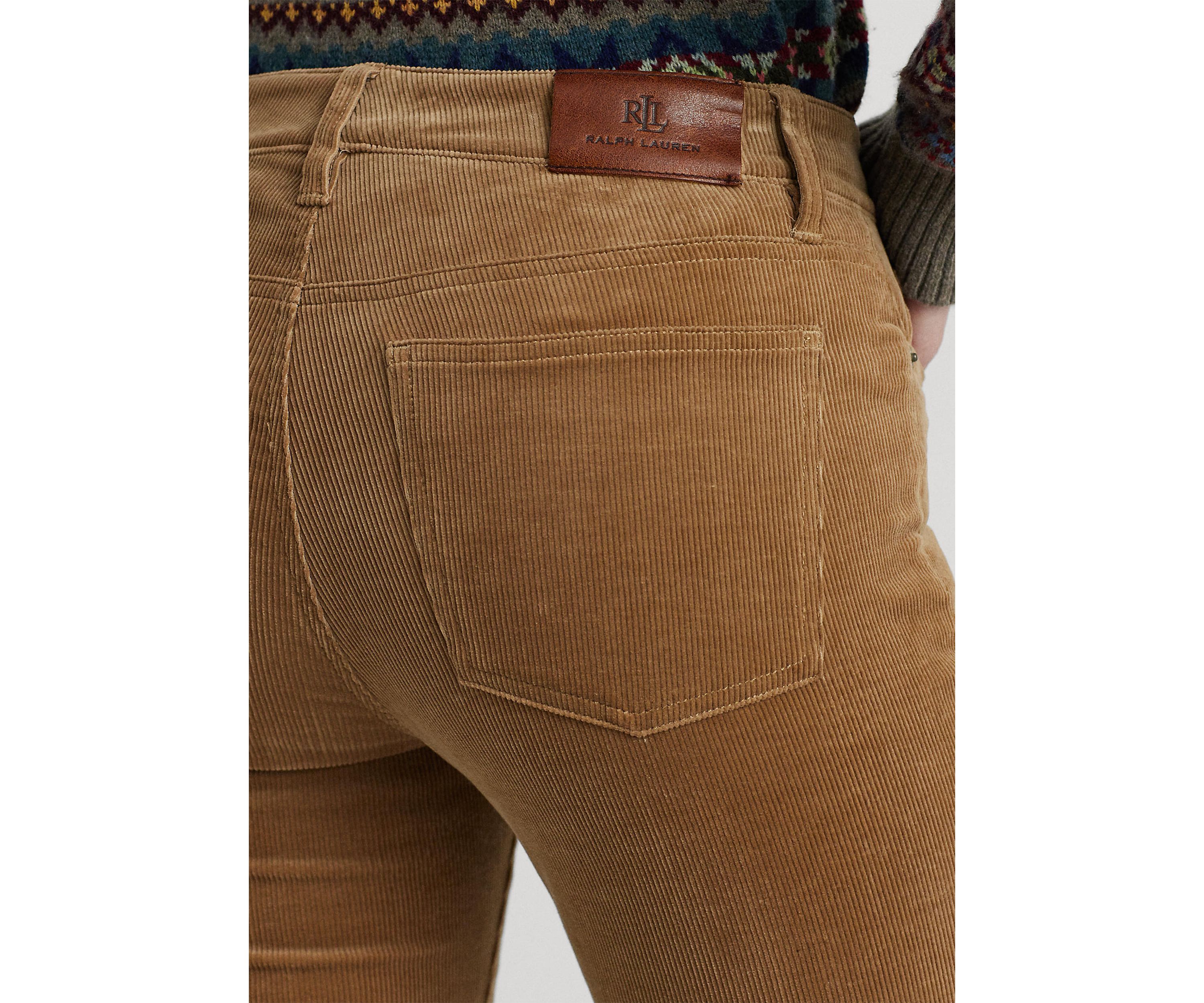 Stretch Corduroy Mid Rise Straight Pants