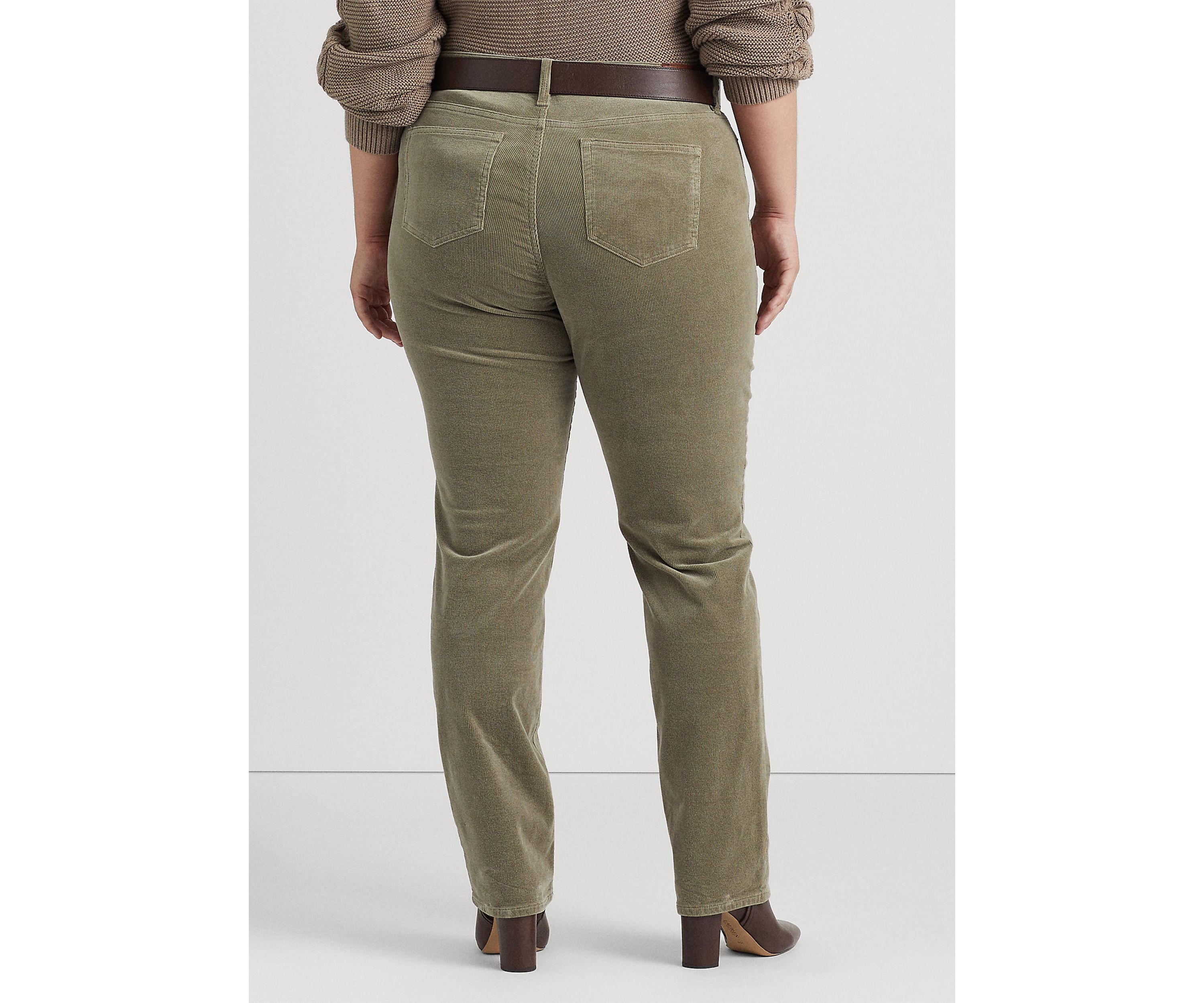 Plus Size Corduroy Mid Rise Straight Pants