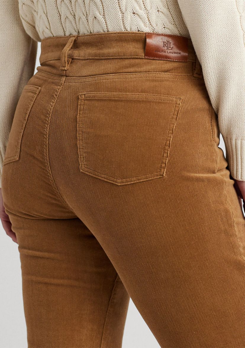 Plus Size Corduroy Mid Rise Straight Pants