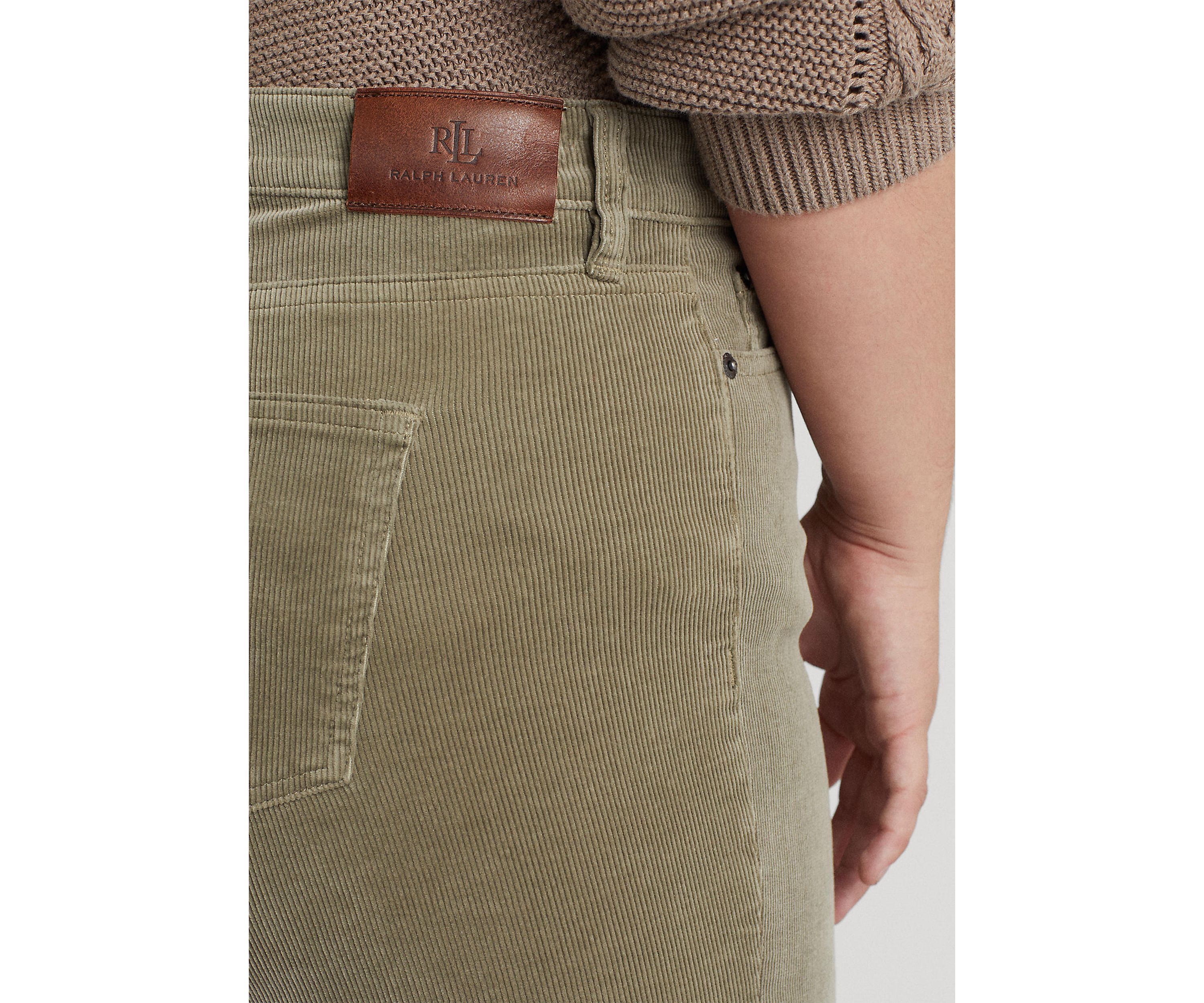 Plus Size Corduroy Mid Rise Straight Pants