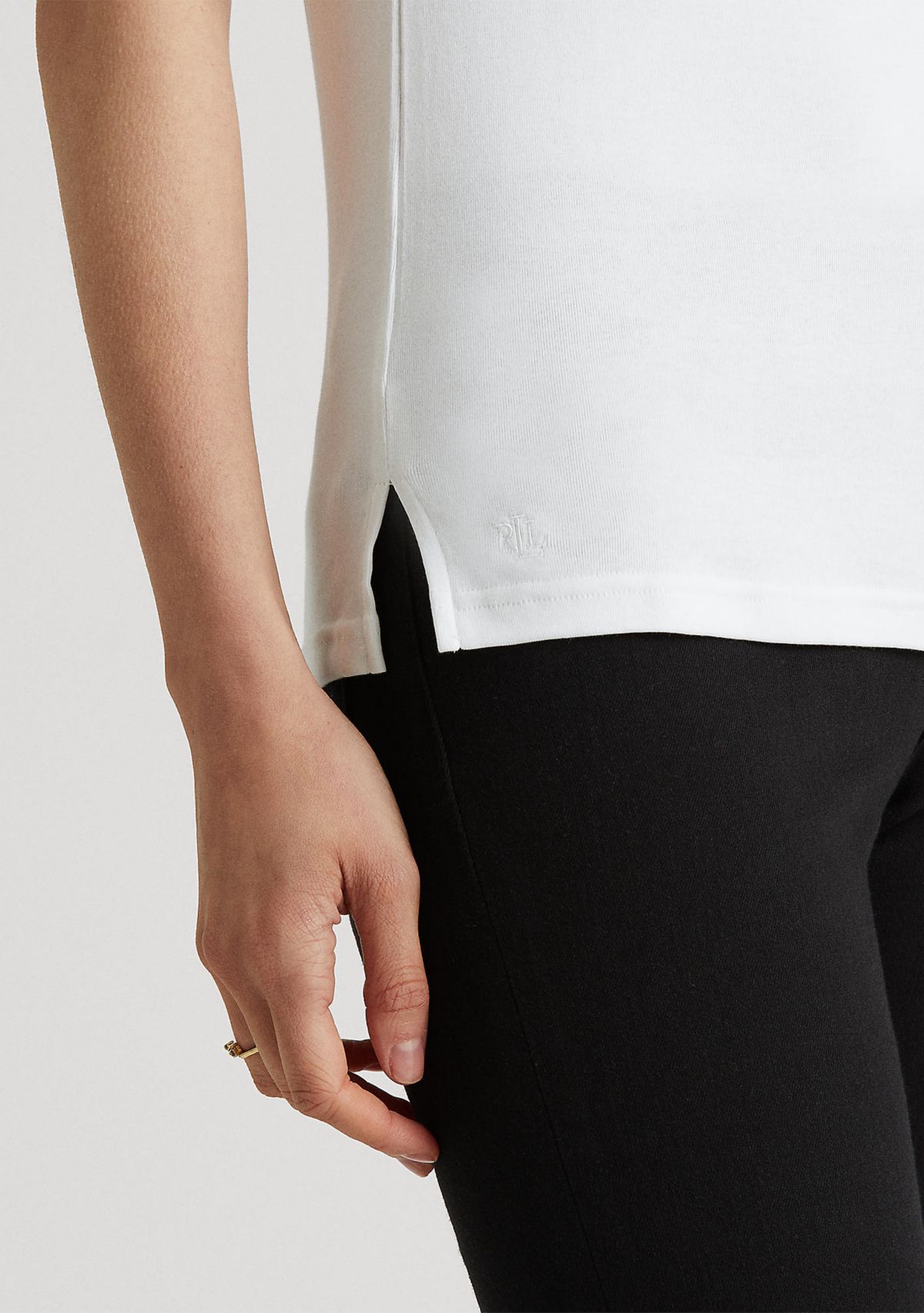 Petite Stretch Cotton Boat Neck Top