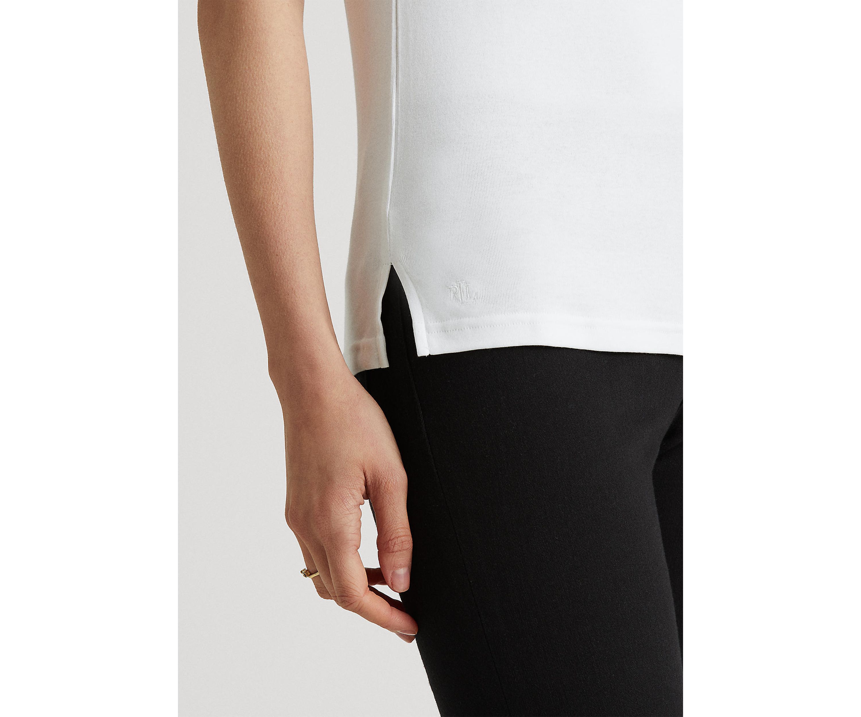 Petite Stretch Cotton Boat Neck Top