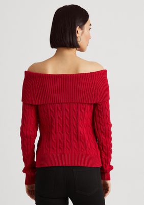 Lauren Ralph Lauren Off the Shoulder Cable Knit Sweater | belk