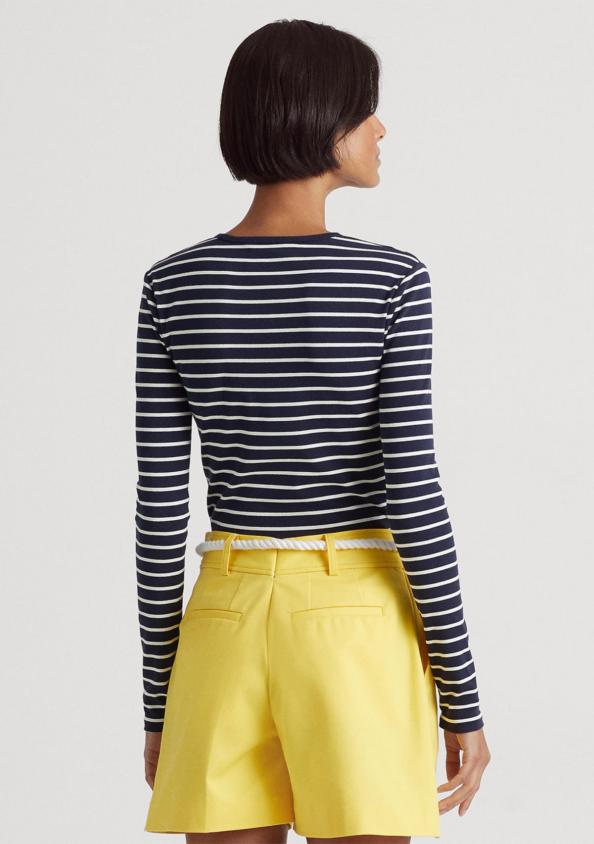 Striped Stretch Cotton Long Sleeve T-Shirt