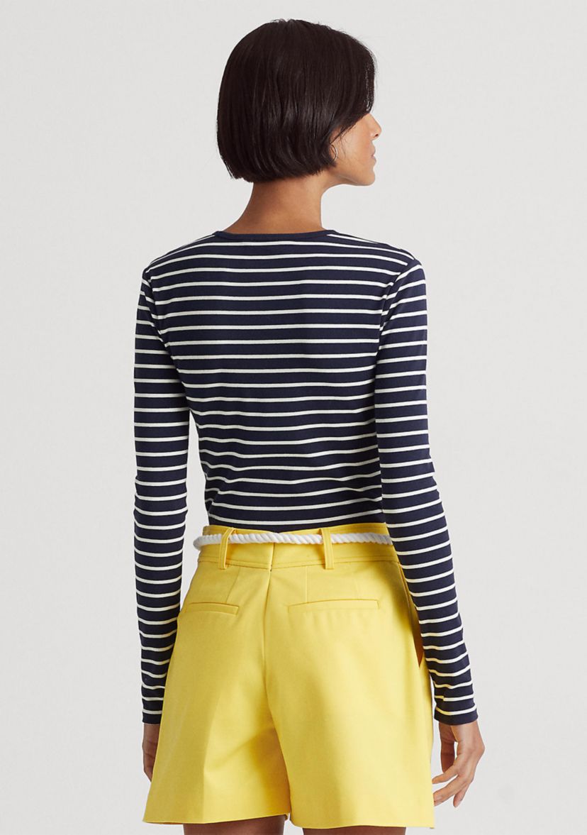 Striped Stretch Cotton Long Sleeve T-Shirt