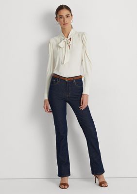 Lauren Ralph Lauren Pleated Jersey Tie-Neck Top | belk