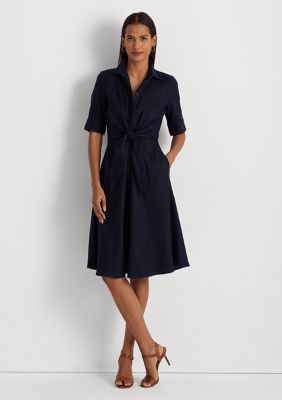 Lauren Ralph Lauren Women's Linen Shirtdress, Navy Blue, 8