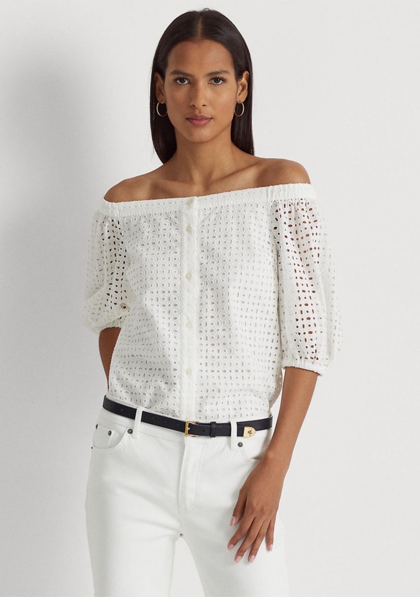 Eyelet Cotton Off-the-Shoulder Blouse