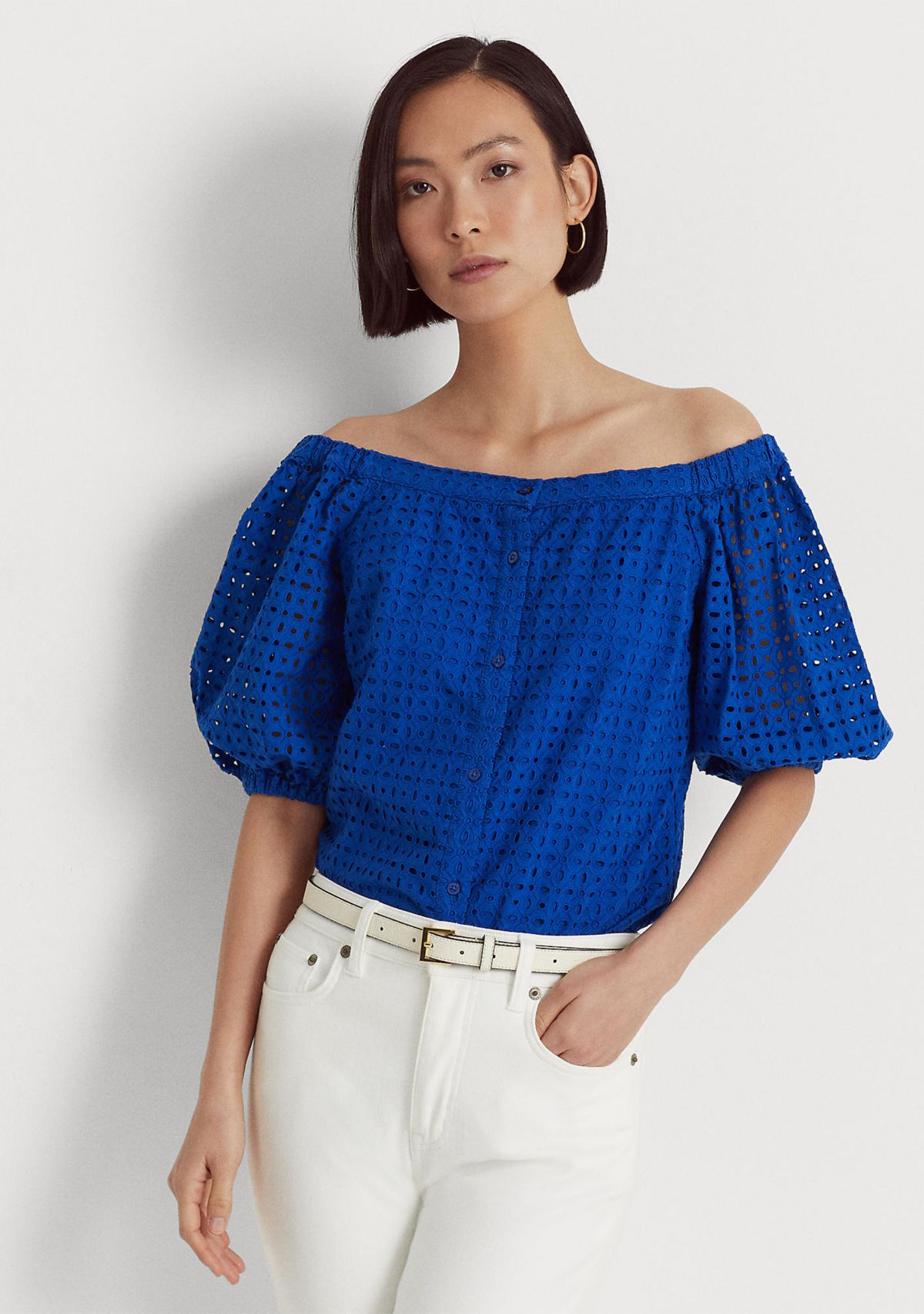 Eyelet Cotton Off-the-Shoulder Blouse