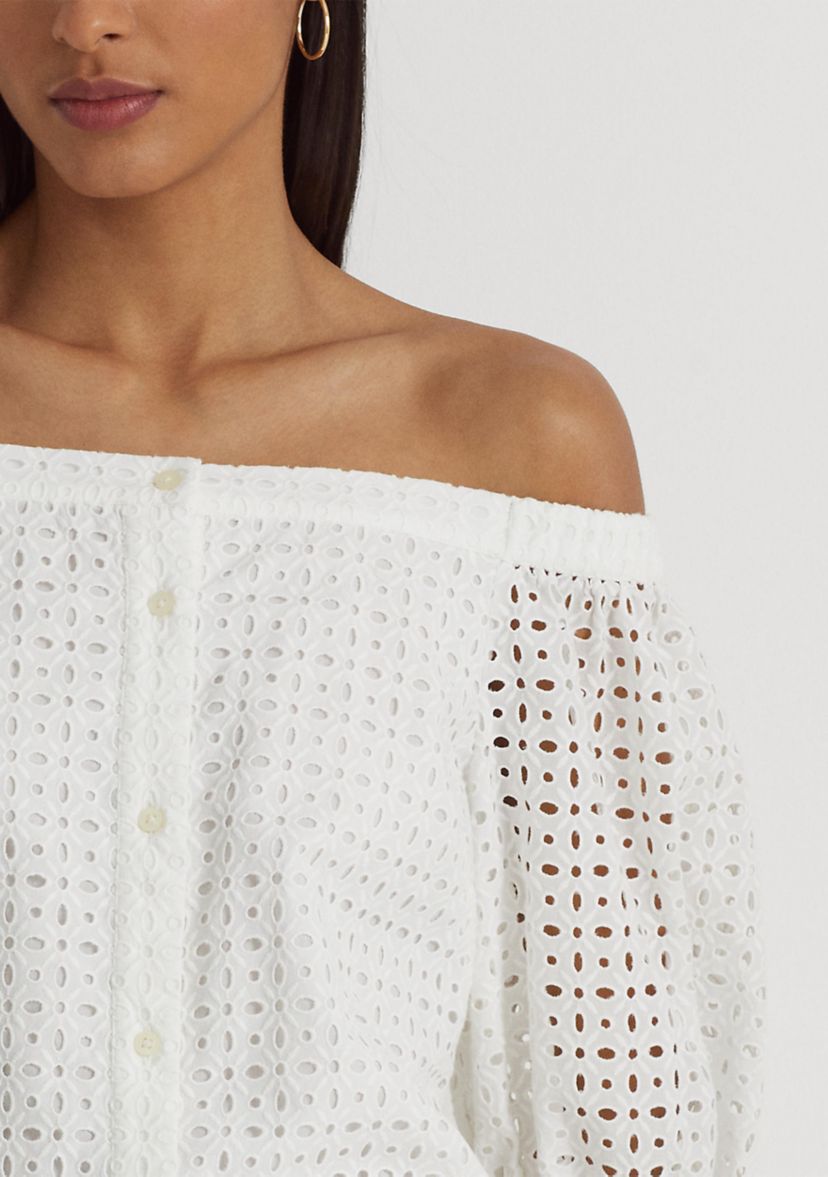 Eyelet Cotton Off-the-Shoulder Blouse