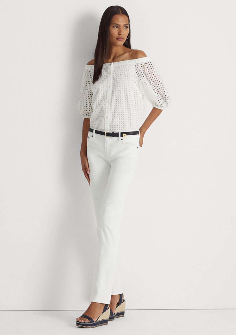 Eyelet Cotton Off-the-Shoulder Blouse