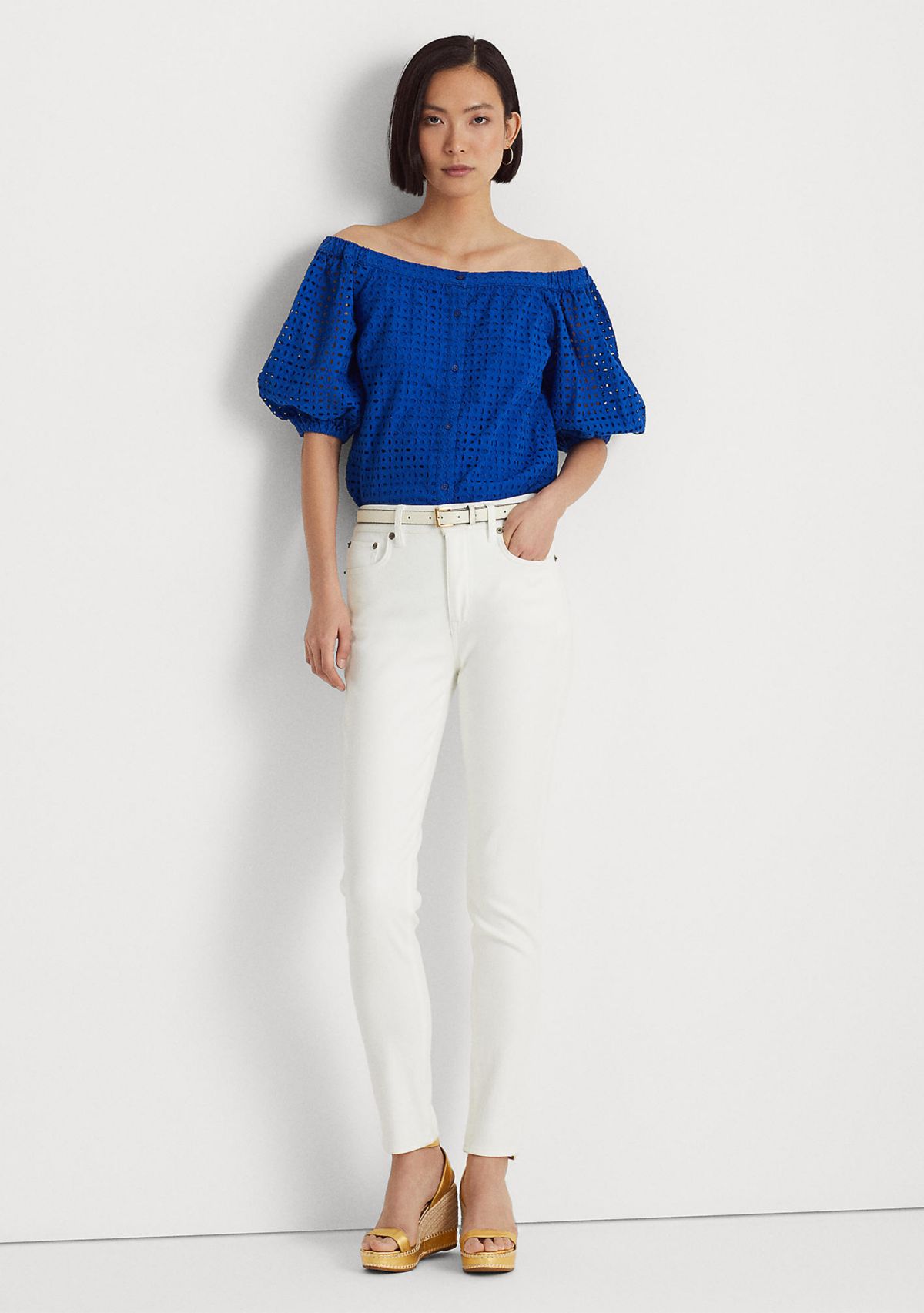 Eyelet Cotton Off-the-Shoulder Blouse