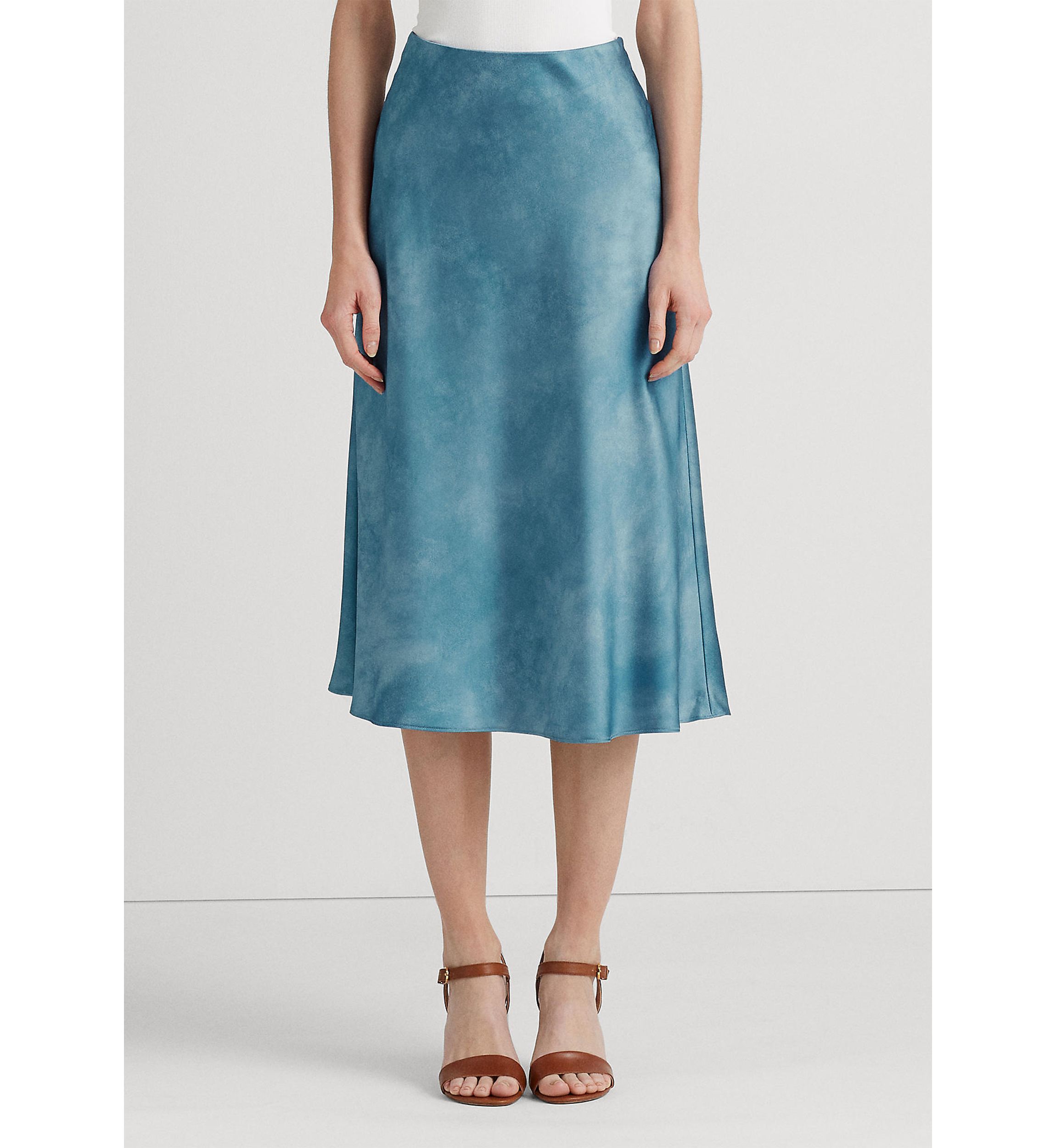 Tie-Dye–Print Satin Skirt