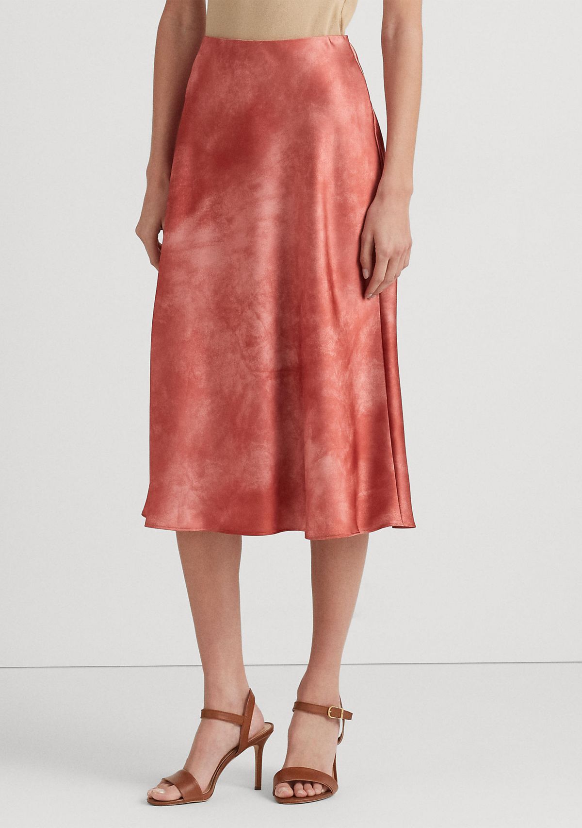 Tie-Dye–Print Satin Skirt